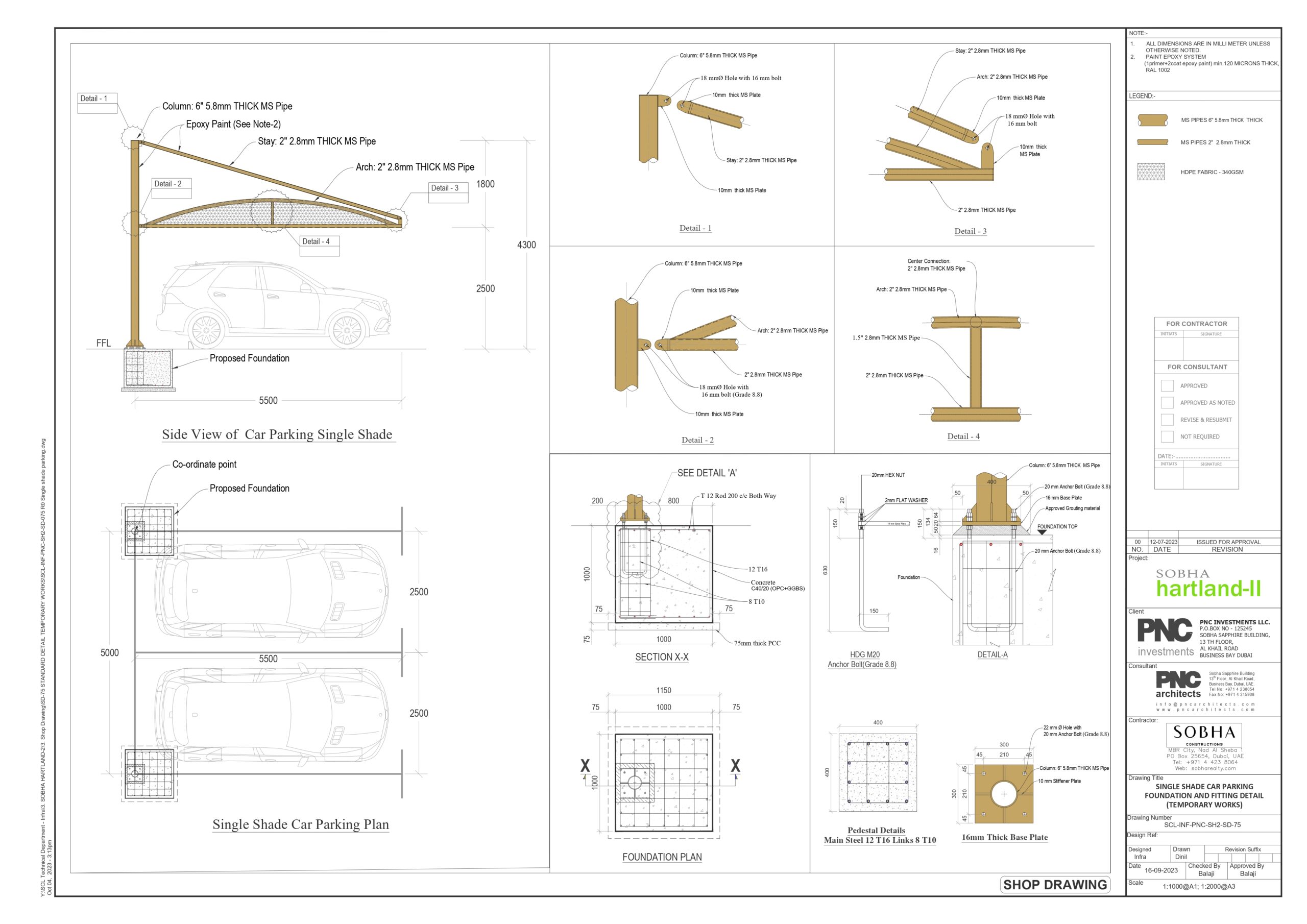 Top support cantilever car shed